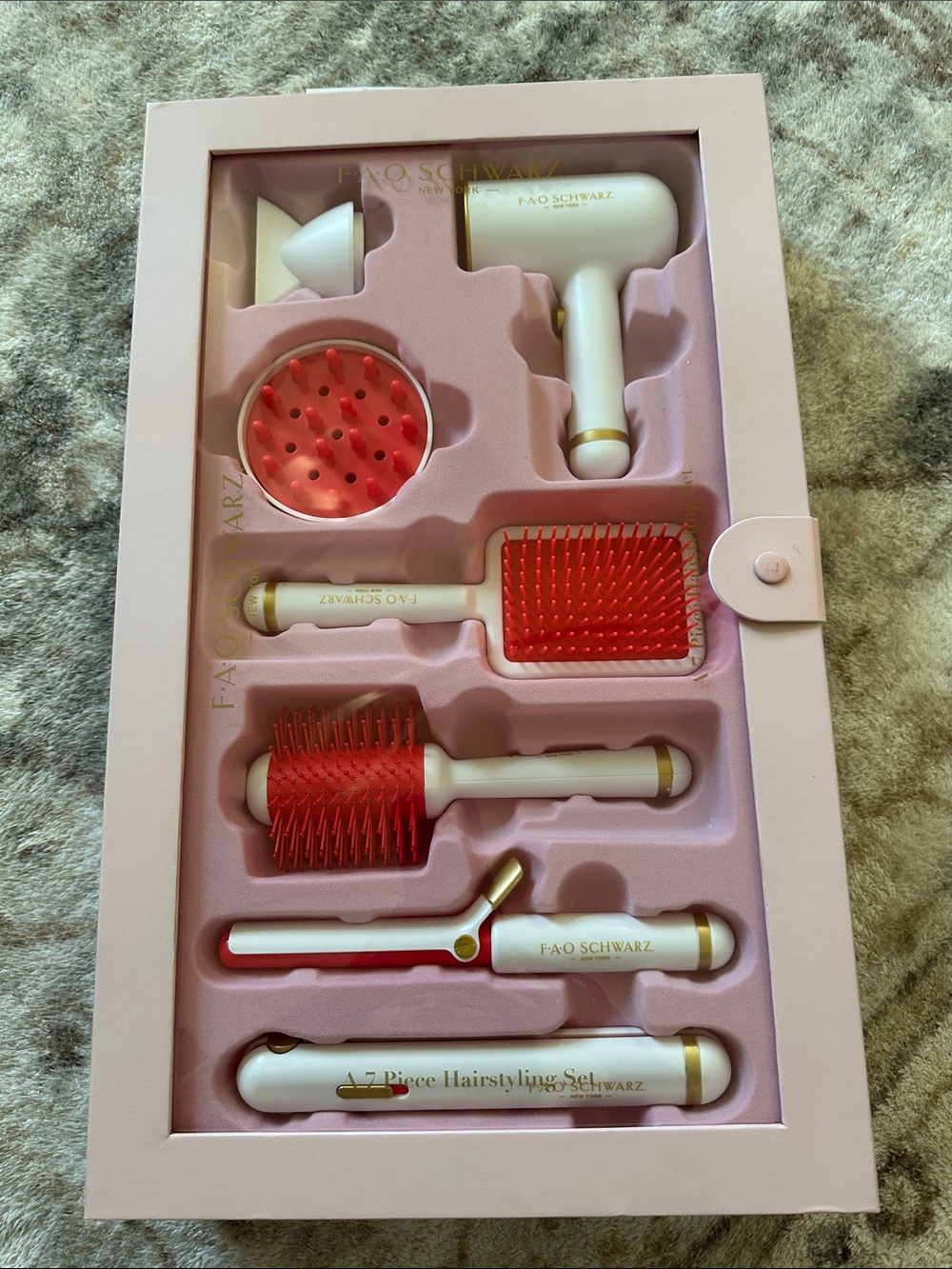 FAO Schwarz Kids 7-Piece Hairstyling Set - Pink & Red